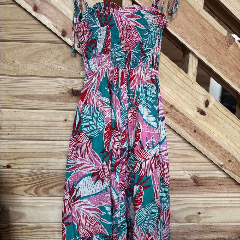 Tropical Leaf Print Dress